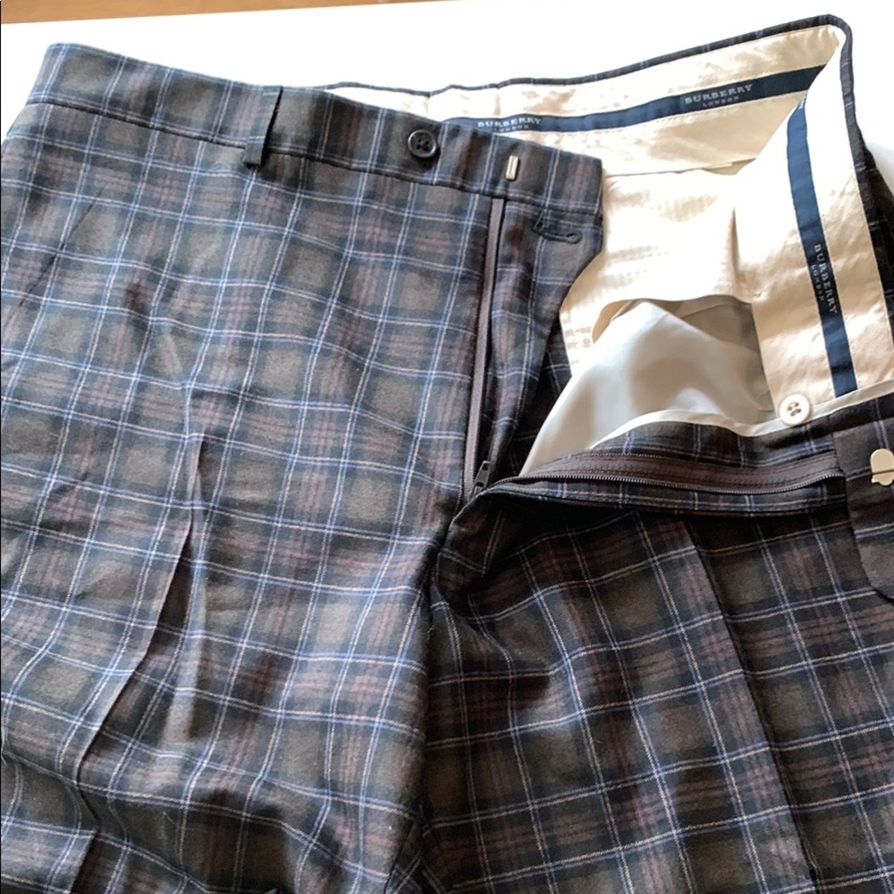Burberry Checkered Trousers in Blue and Gray 34-30